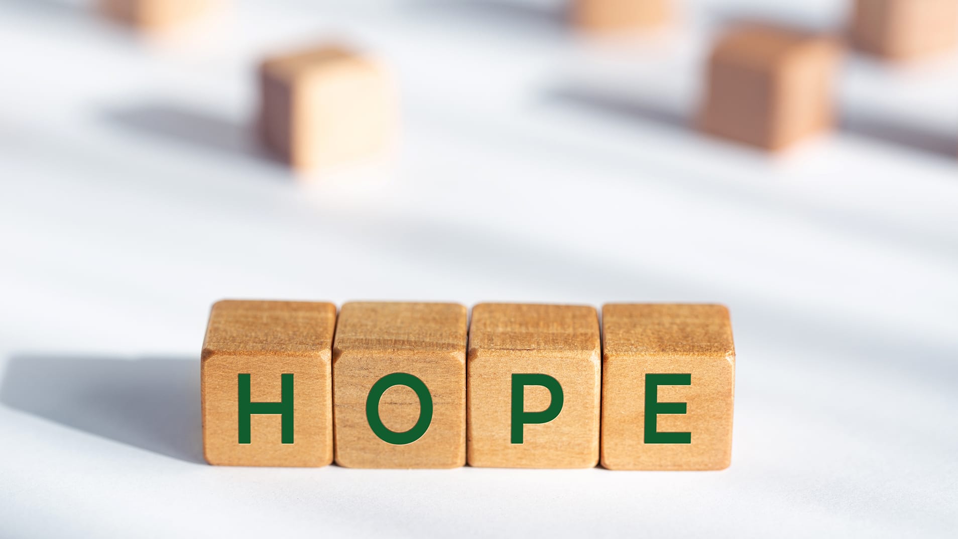 Hope concept. Wooden blocks with text on white background