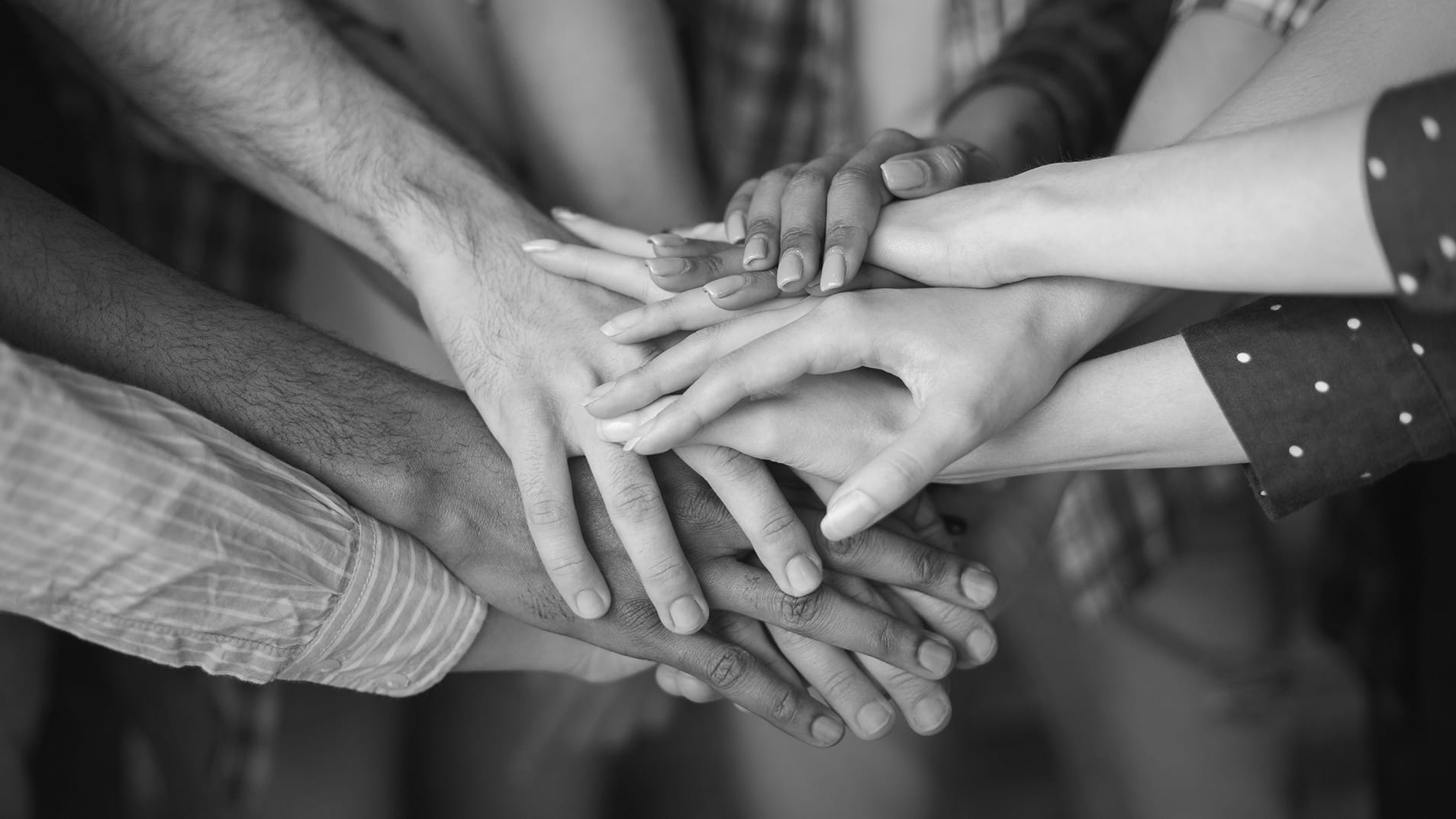 Group of friends holding hands together